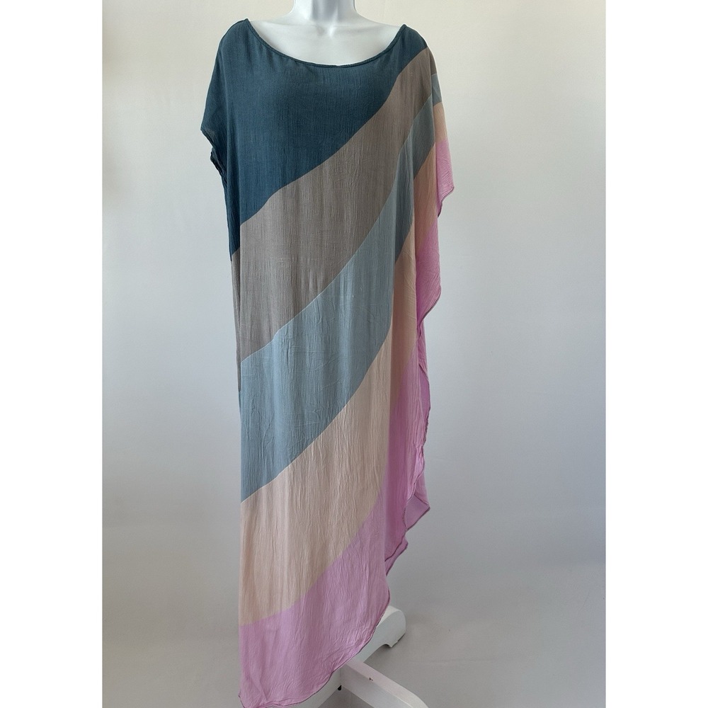 Free People SAACHI Rainbow Caftan Dress in Blue, Size One - READ DESCRIPTION